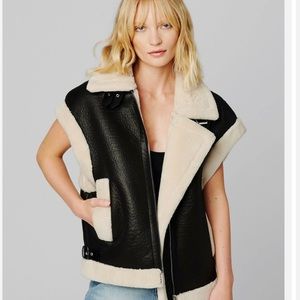 BLANKNYC Faux Leather & Sherpa Trimmed Vest